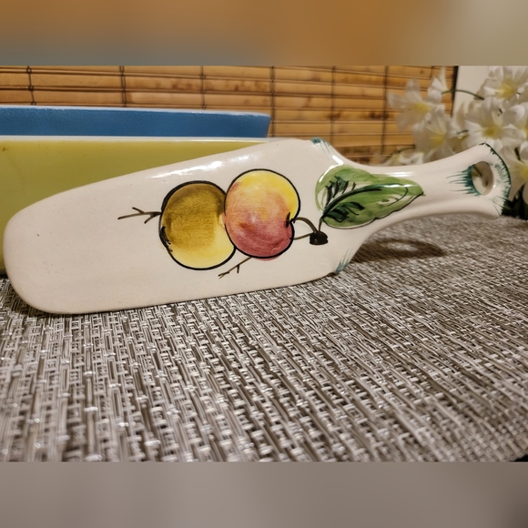 Vtg Deruta 9" Handpainted Fruit Ceramic Pie & Cake Server Italy - Picture 2 of 6